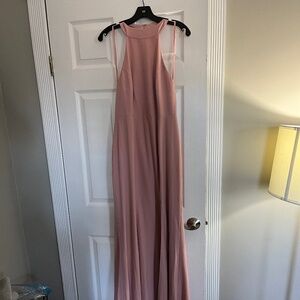 BHLDN Juliana High-Neck Side-Slit Stretch Crepe Maxi Dress